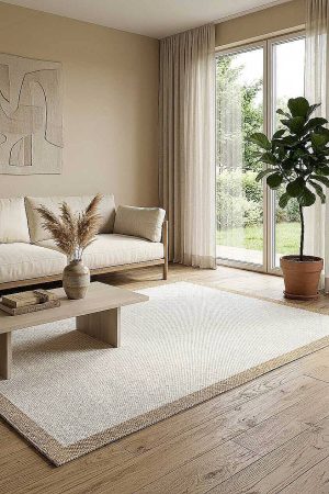 Natura Sisal Hasır Görünümlü Çerçeveli Halı Ntr14 Sarı-Krem